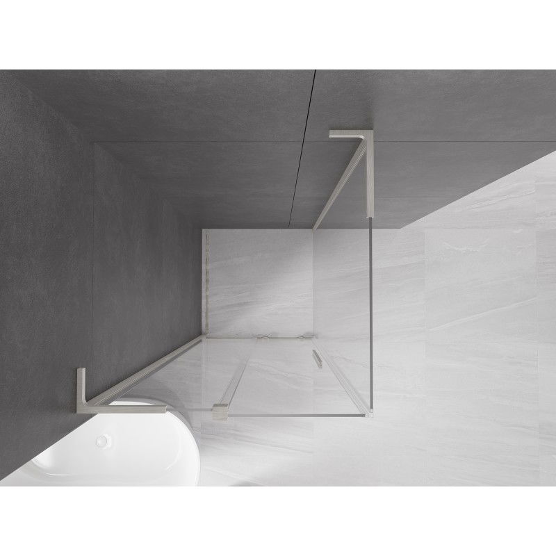 Mexen Velar L skjutbar duschkabin 120 x 120 cm, transparent, borstad nickel - 871-120-120-03-97