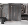 Mexen Velar L klizna tuš kabina 120 x 70 cm, prozirna, brušena bakra - 871-120-070-03-65