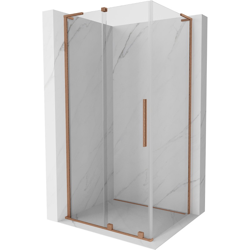 Mexen Velar L klizna tuš kabina 120 x 75 cm, prozirna, brušeni bakar - 871-120-075-03-65