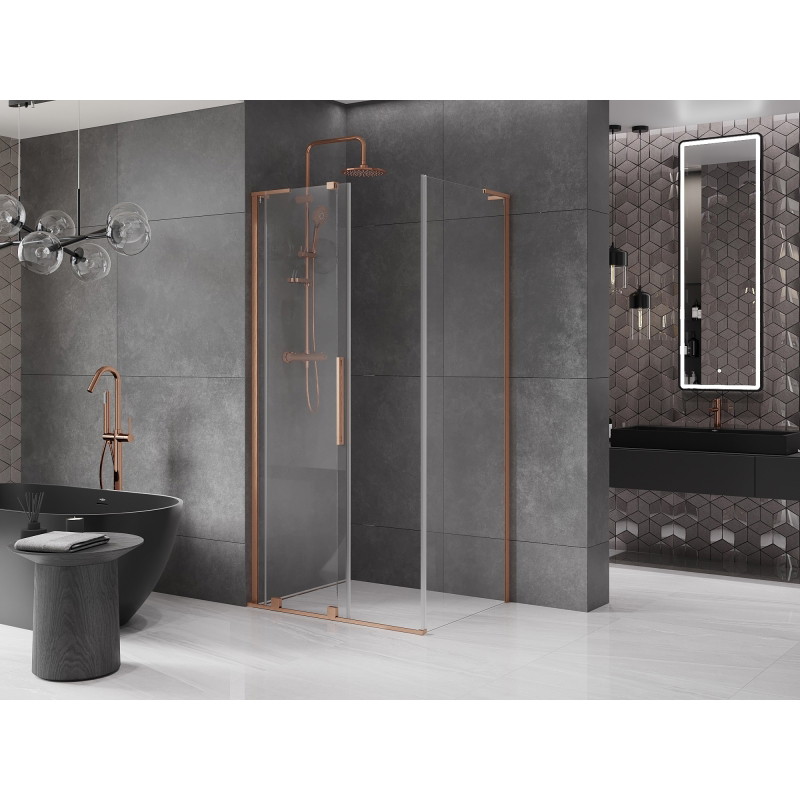 Mexen Velar L klizna tuš kabina 120 x 70 cm, prozirna, brušena bakra - 871-120-070-03-65