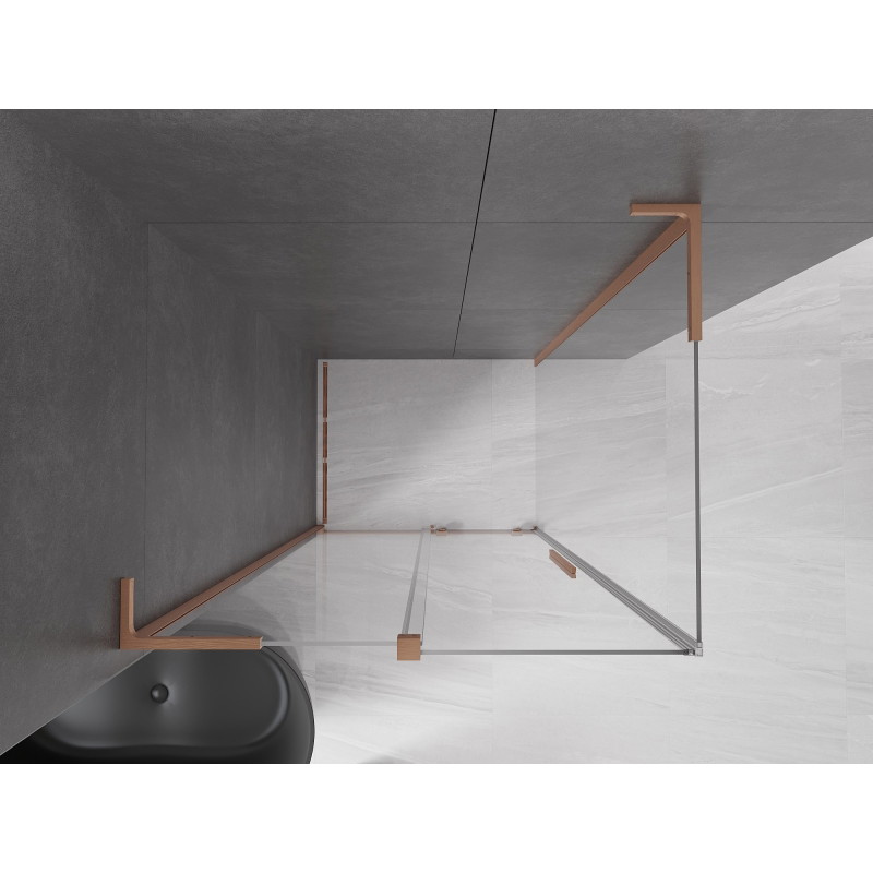 Mexen Velar L klizna tuš kabina 120 x 75 cm, prozirna, brušeni bakar - 871-120-075-03-65