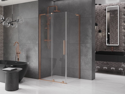 Mexen Velar L cabine de douche coulissante 120 x 90 cm, transparent, cuivre brossé - 871-120-090-03-65