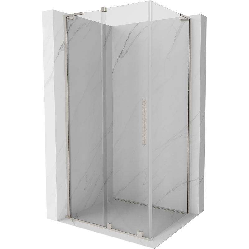 Mexen Velar L Duschkabine verschiebbar 90 x 70 cm, transparent, gebürsteter Nickel - 871-090-070-03-97