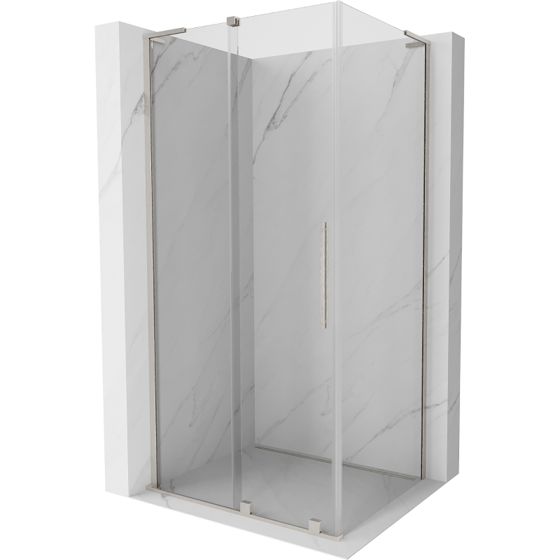 Mexen Velar L Duschkabine schiebbar 100 x 80 cm, transparent, gebürsteter Nickel - 871-100-080-03-97