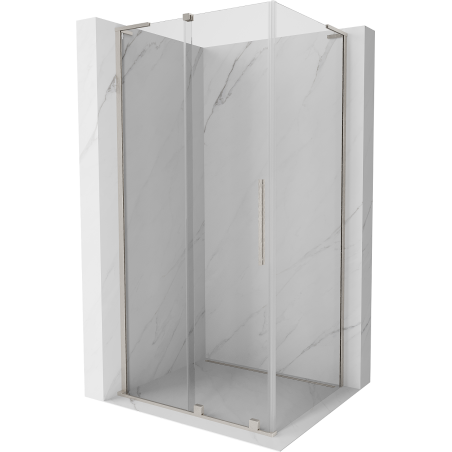 Mexen Velar L Duschkabine schiebbar 100 x 80 cm, transparent, gebürsteter Nickel - 871-100-080-03-97