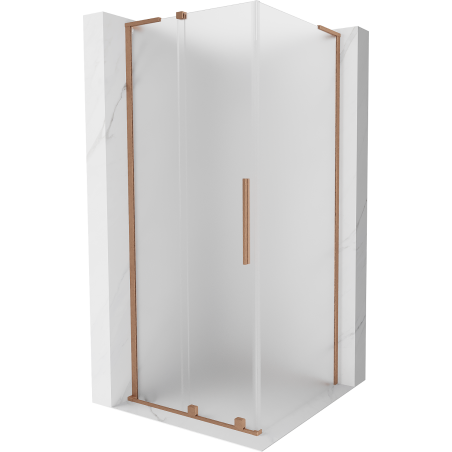 Mexen Velar L sliding shower enclosure 90 x 90 cm, frost, brushed copper - 871-090-090-33-65