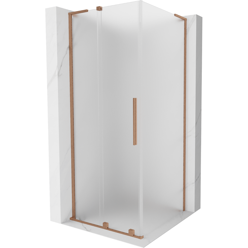 Mexen Velar L cabina doccia scorrevole 100 x 100 cm, ghiaccio, rame spazzolato - 871-100-100-33-65