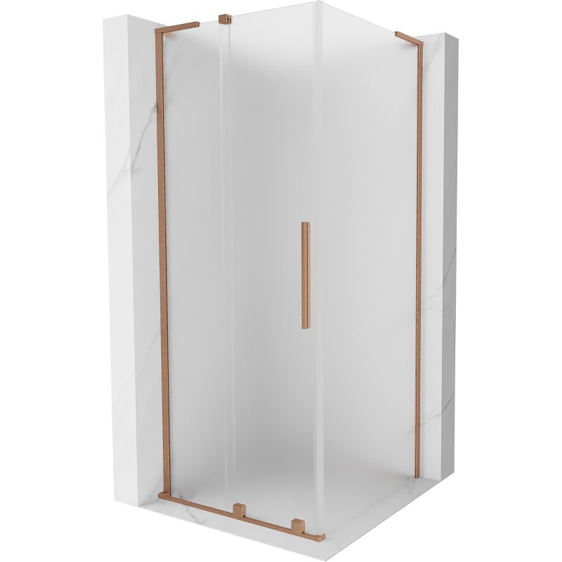 Mexen Velar L liukuovi suihkukotelo 120 x 120 cm, huurre, harjattu kupari - 871-120-120-33-65