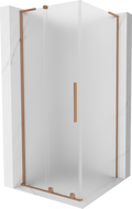 Mexen Velar L douchescherm schuifbaar 120 x 120 cm, matglas, geborsteld koper - 871-120-120-33-65