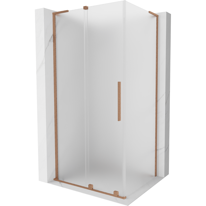 Mexen Velar L Duschkabine verschiebbar 100 x 110 cm, Frostglas, gebürstetes Kupfer - 871-100-110-33-65