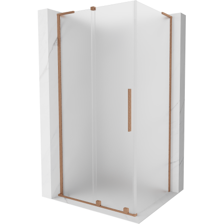 Mexen Velar L Duschkabine verschiebbar 100 x 110 cm, Frostglas, gebürstetes Kupfer - 871-100-110-33-65