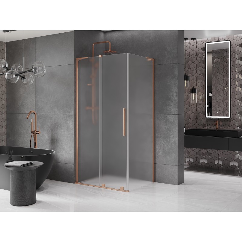 Mexen Velar L kabina prysznicowa rozsuwana 110 x 80 cm, szron, miedź szczotkowana - 871-110-080-33-65