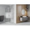 Mexen Rio cabine de douche semi-circulaire 80 x 80 cm, bandes blanches, chrome + receveur Flat, blanc - 863-080-080-01-20-4110