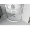 Mexen Rio polukružna tuš kabina 80 x 80 cm, bijele pruge, krom + plitica Flat, bijela - 863-080-080-01-20-4110