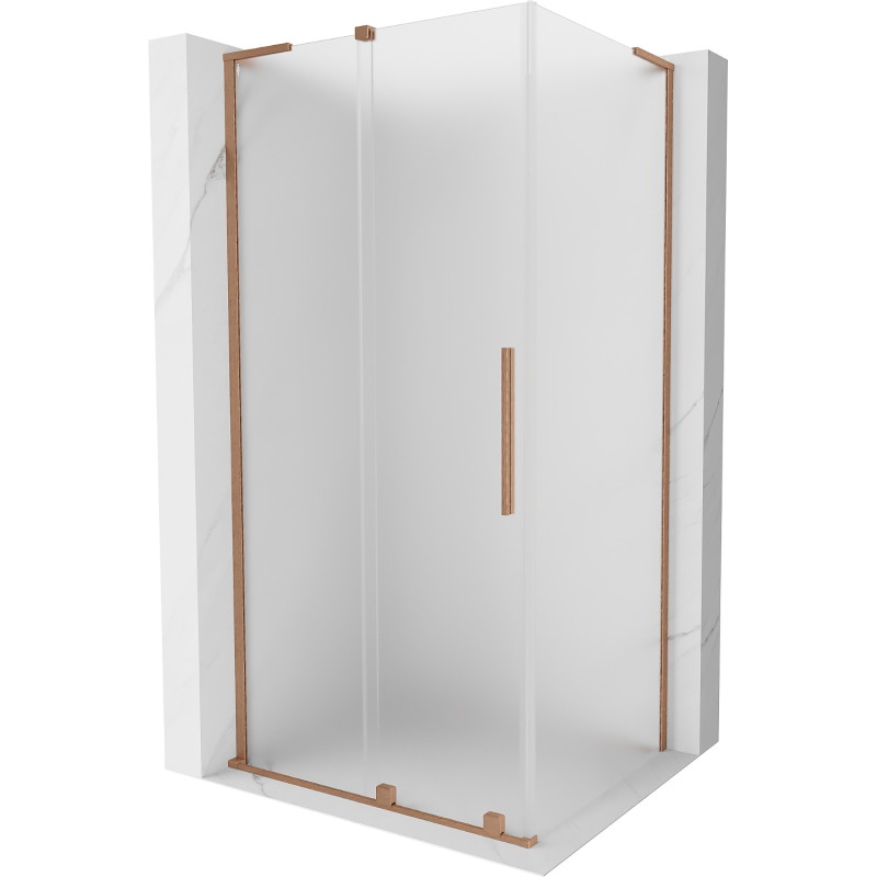 Mexen Velar L klizna tuš kabina s kliznim vratima 120 x 85 cm, mraz, brušena bakar - 871-120-085-33-65