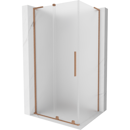 Mexen Velar L klizna tuš kabina s kliznim vratima 120 x 85 cm, mraz, brušena bakar - 871-120-085-33-65