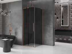 Mexen Velar L klizna tuš kabina za klizna vrata 110 x 110 cm, grafit, brušeni bakar - 871-110-110-43-65