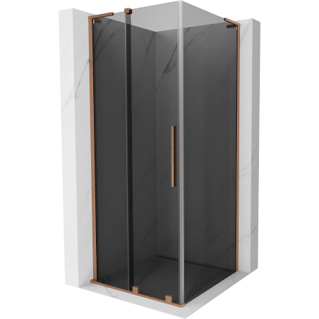 Mexen Velar L sliding shower cabin 120 x 120 cm, graphite, brushed copper - 871-120-120-43-65