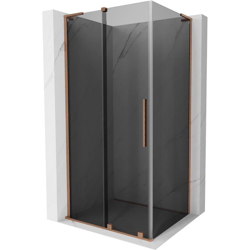 Mexen Velar L sliding shower enclosure 90 x 110 cm, graphite, brushed copper - 871-090-110-43-65