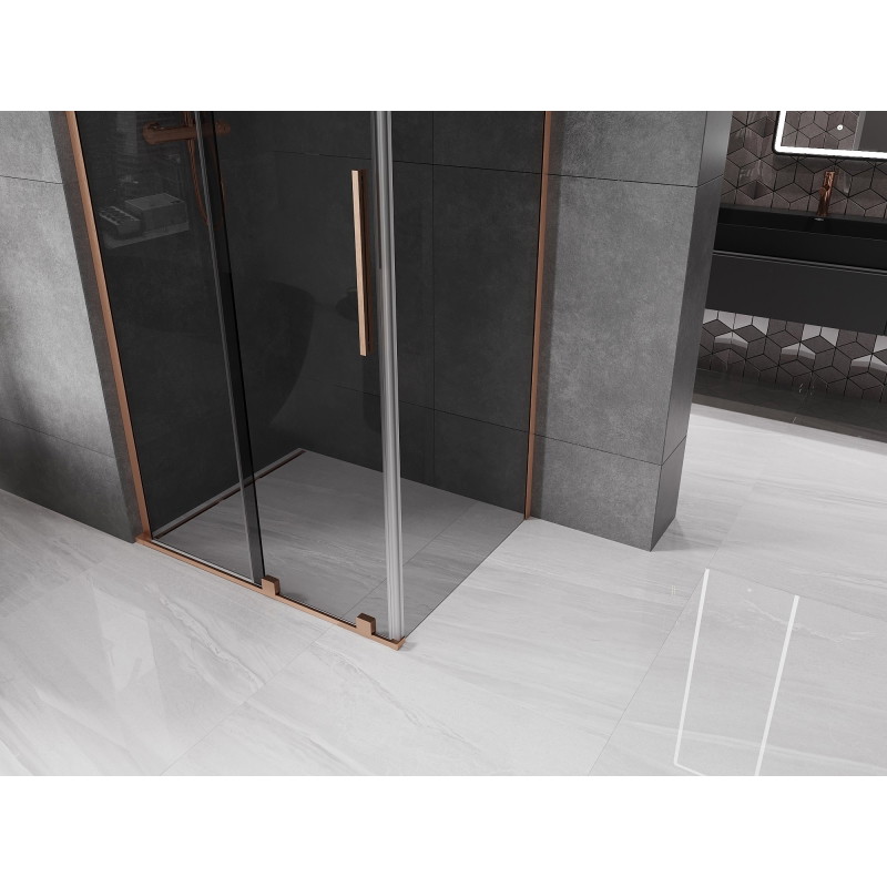 Mexen Velar L klizna vrata za tuš 100 x 70 cm, grafit, brušeni bakar - 871-100-070-43-65
