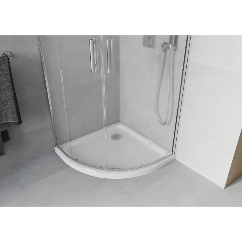 Mexen Rio polkrožna tuš kabina 80 x 80 cm, mraz, krom + pladenj Flat, bela - 863-080-080-01-30-4110