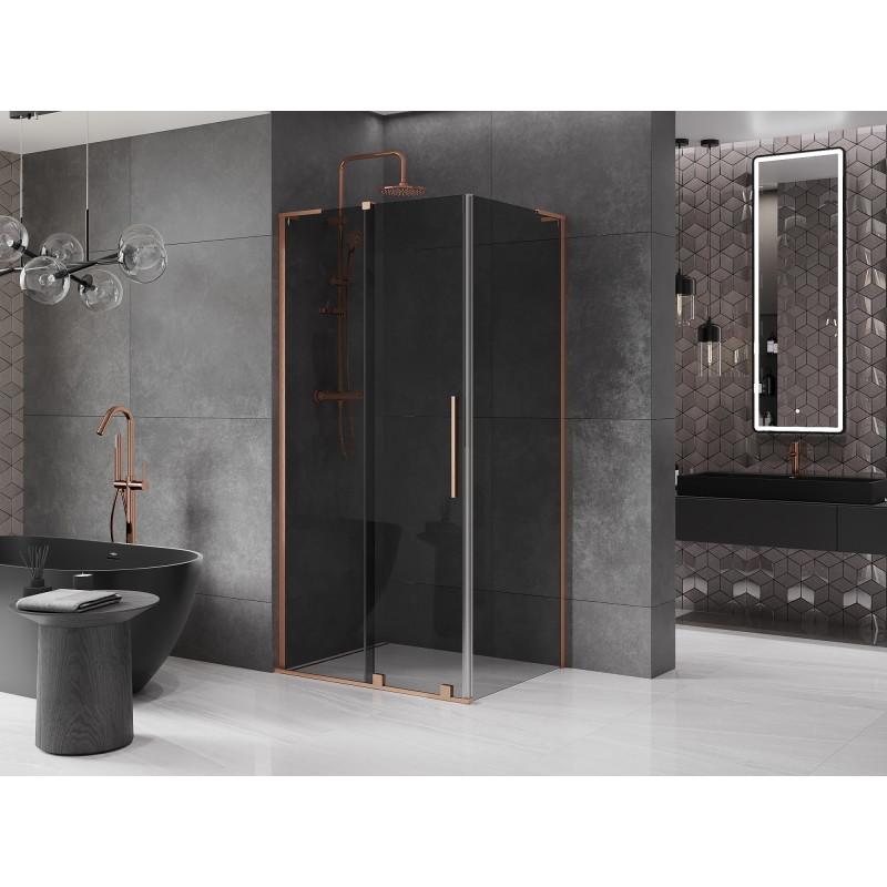 Mexen Velar L lükandustega dušinurk 100 x 75 cm, grafiit, harjatud vask - 871-100-075-43-65