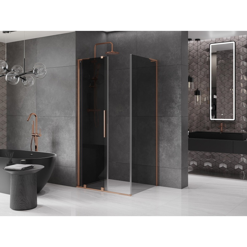 Mexen Velar L klizni tuš kabina 100 x 75 cm, grafitna, brušena bakrena - 871-100-075-43-65