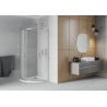 Mexen Rio Duschkabine halbrund 90 x 90 cm, matt, Chrom + Duschwanne Flat, weiß - 863-090-090-01-30-4110