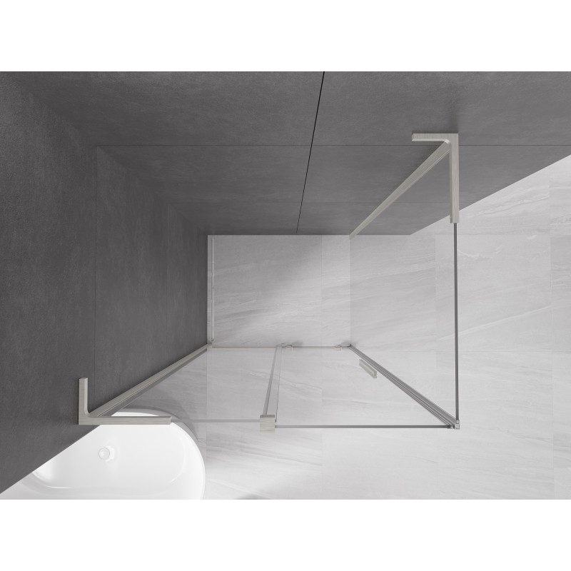 Mexen Velar L lükandustega dušinurk 110 x 75 cm, läbipaistev, harjatud nikkel - 871-110-075-03-97