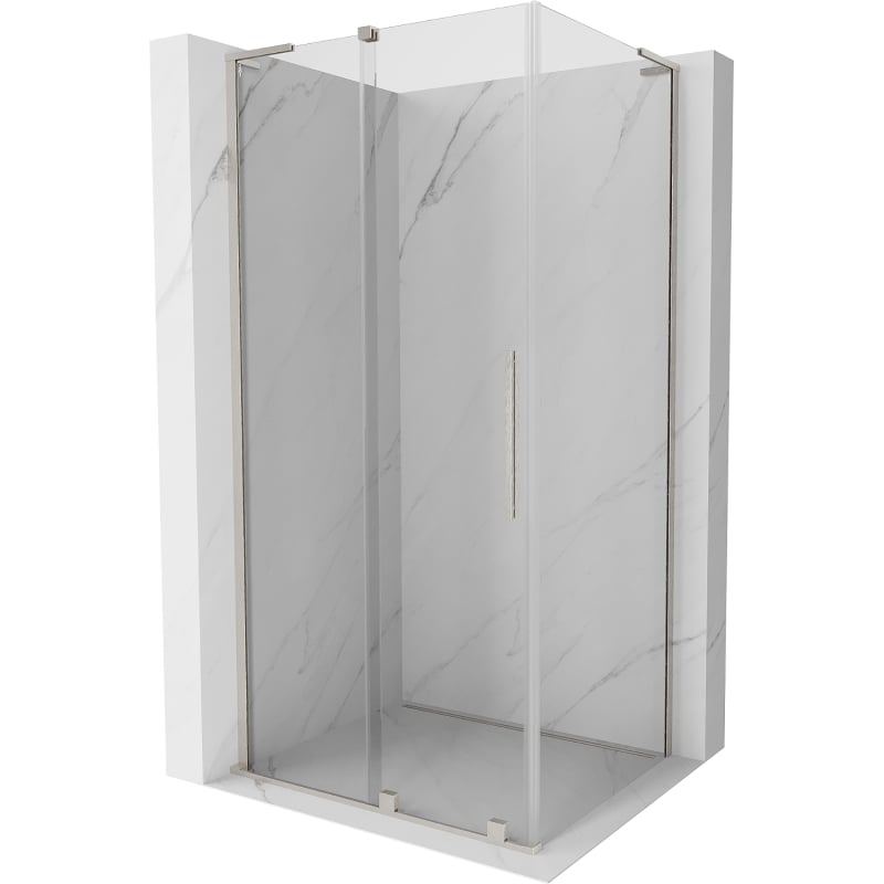 Mexen Velar L liuguks dušinurk 120 x 90 cm, läbipaistev, harjatud nikkel - 871-120-090-03-97