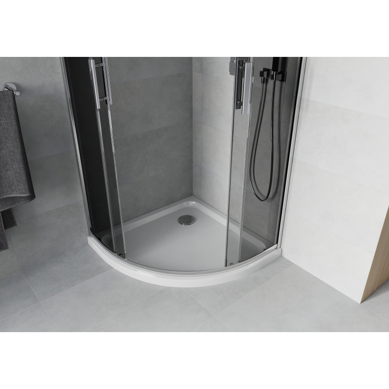 Mexen Rio poolringikujuline dušikabiin 80 x 80 cm, grafiit, kroom + Flat dušialus, valge - 863-080-080-01-40-4110