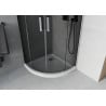 Mexen Rio cabine de douche semi-circulaire 80 x 80 cm, graphite, chrome + receveur Flat, blanc - 863-080-080-01-40-4110