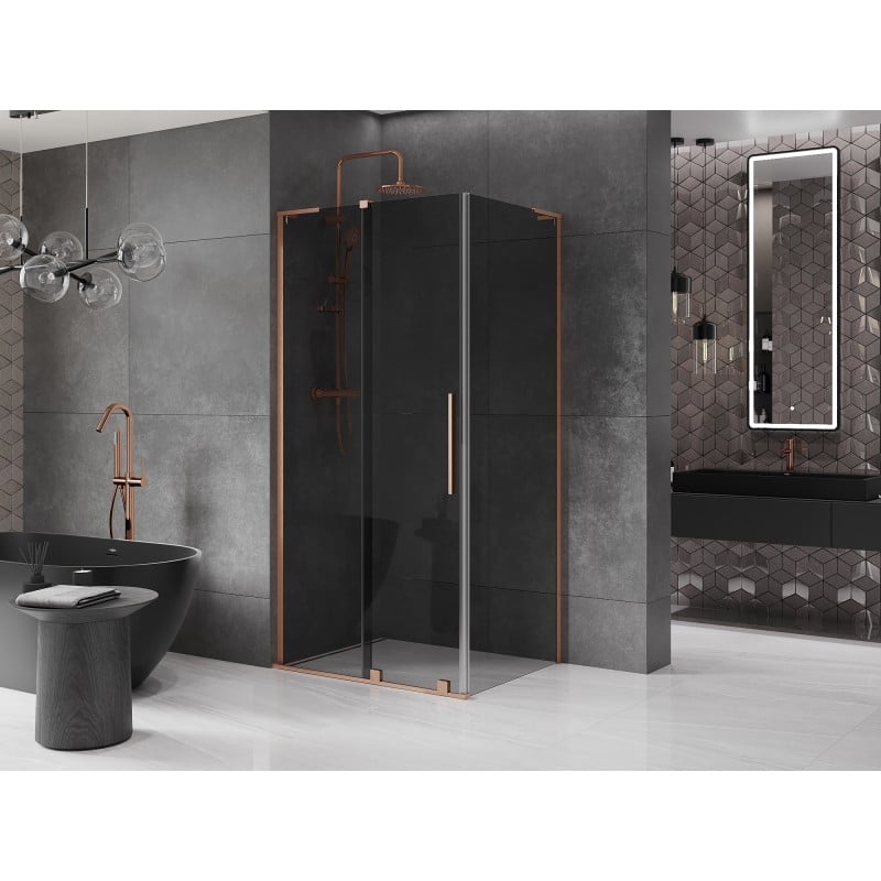Mexen Velar L kabina prysznicowa rozsuwana 110 x 75 cm, grafit, miedź szczotkowana - 871-110-075-43-65