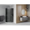 Mexen Rio cabine de douche semi-circulaire 80 x 80 cm, graphite, chrome + receveur Flat, blanc - 863-080-080-01-40-4110