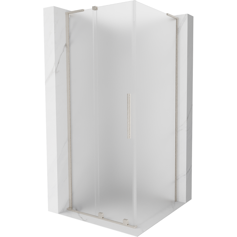 Mexen Velar L sliding shower cabin 90 x 90 cm, frost, brushed nickel - 871-090-090-33-97