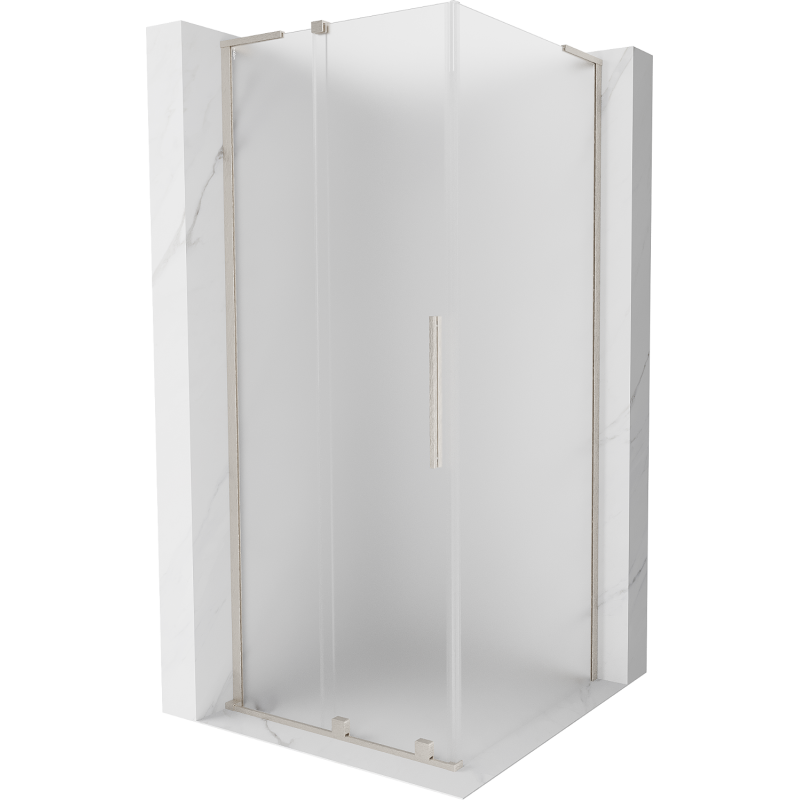 Mexen Velar L schuifdouchecabine 110 x 110 cm, ijsglas, geborsteld nikkel - 871-110-110-33-97