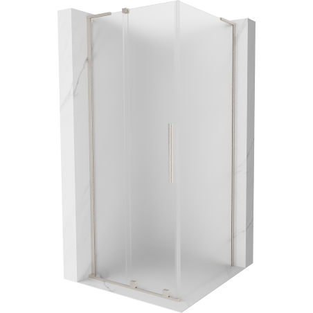 Mexen Velar L schuifdouchecabine 110 x 110 cm, ijsglas, geborsteld nikkel - 871-110-110-33-97