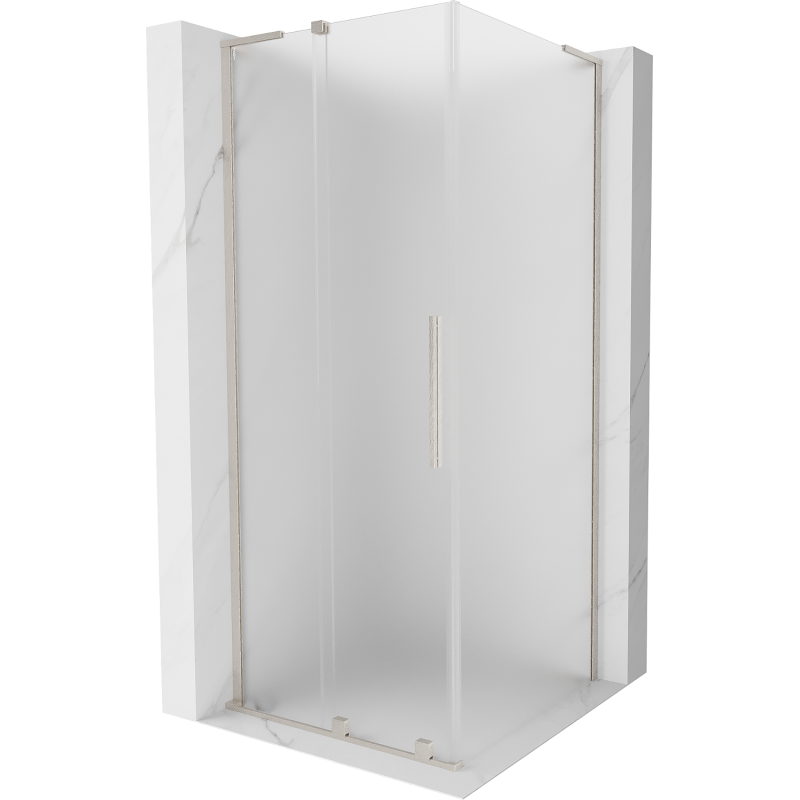 Mexen Velar L skjutbar duschkabin 120 x 120 cm, frost, borstad nickel - 871-120-120-33-97