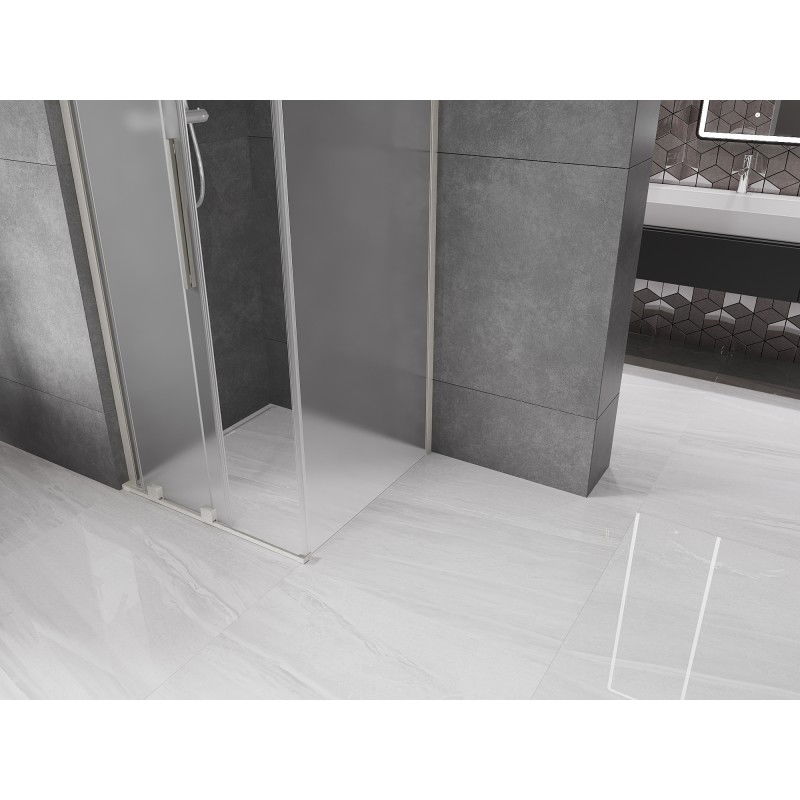 Mexen Velar L cabina doccia scorrevole 120 x 120 cm, smerigliato, nichel spazzolato - 871-120-120-33-97