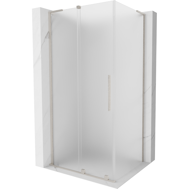 Mexen Velar L Duschkabine Schiebetür 90 x 75 cm, Mattglas, gebürsteter Nickel - 871-090-075-33-97