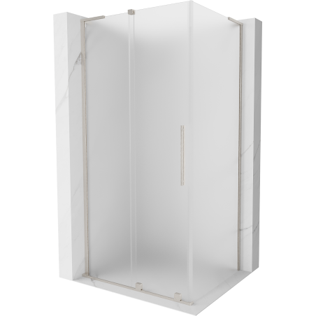 Mexen Velar L Duschkabine Schiebetür 90 x 75 cm, Mattglas, gebürsteter Nickel - 871-090-075-33-97