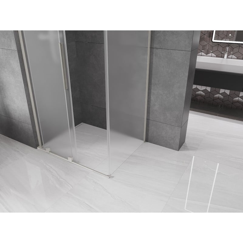 Mexen Velar L skjutbar duschkabin 100 x 75 cm, frost, borstad nickel - 871-100-075-33-97