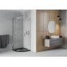 Mexen Rio Duschkabine halbrund 80 x 80 cm, transparent, Chrom + Duschwanne Flat, schwarz - 863-080-080-01-00-4170