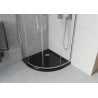Mexen Rio Duschkabine halbrund 90 x 90 cm, transparent, chrom + Duschwanne Flat, schwarz - 863-090-090-01-00-4170