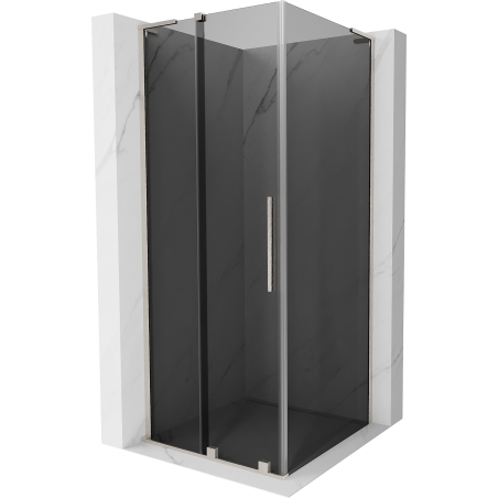 Mexen Velar L Duschkabine verschiebbar 120 x 120 cm, Graphit, gebürsteter Nickel - 871-120-120-43-97