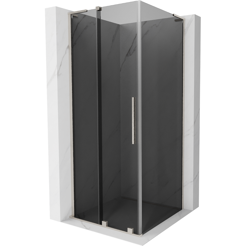 Mexen Velar L 110 x 110 cm Sliding Shower Enclosure, Graphite, Brushed Nickel - 871-110-110-43-97