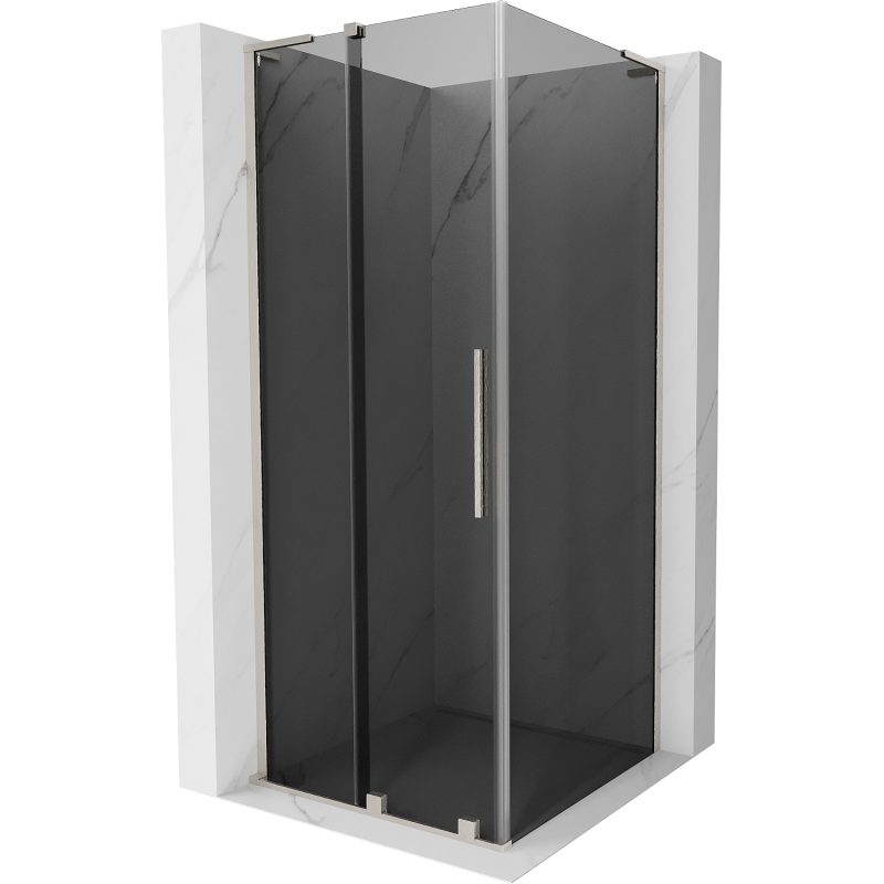 Mexen Velar L cabina de ducha corredera 110 x 110 cm, grafito, níquel cepillado - 871-110-110-43-97