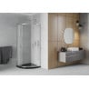 Mexen Rio Duschkabine halbrund 80 x 80 cm, Frost, Chrom + Duschwanne Flat, schwarz - 863-080-080-01-30-4170