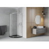 Mexen Rio Halbrunde Duschkabine 80 x 80 cm, Frost, Chrom + Duschwanne Flat, Schwarz - 863-080-080-01-30-4170