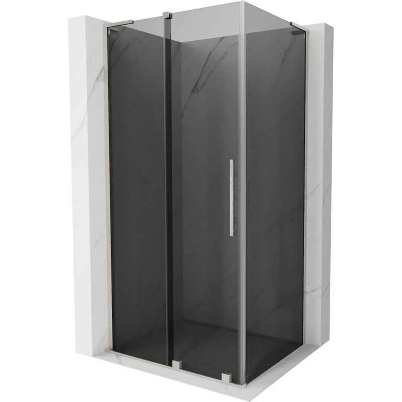 Mexen Velar L skjutbar duschkabin 100 x 90 cm, grafit, borstad nickel - 871-100-090-43-97